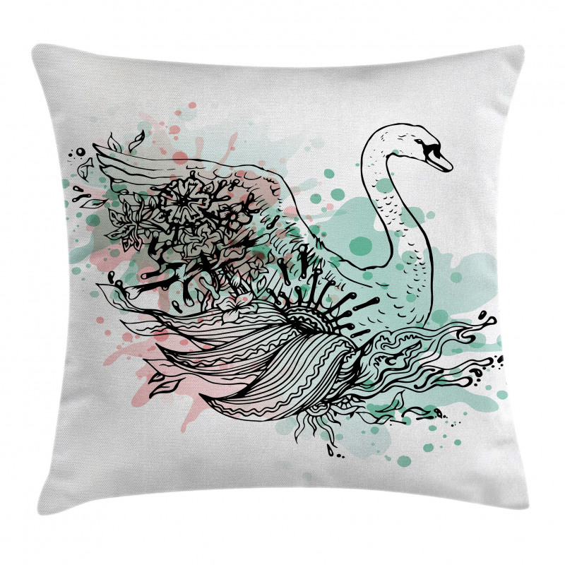 Sketchy Swan Watercolors Pillow Cover