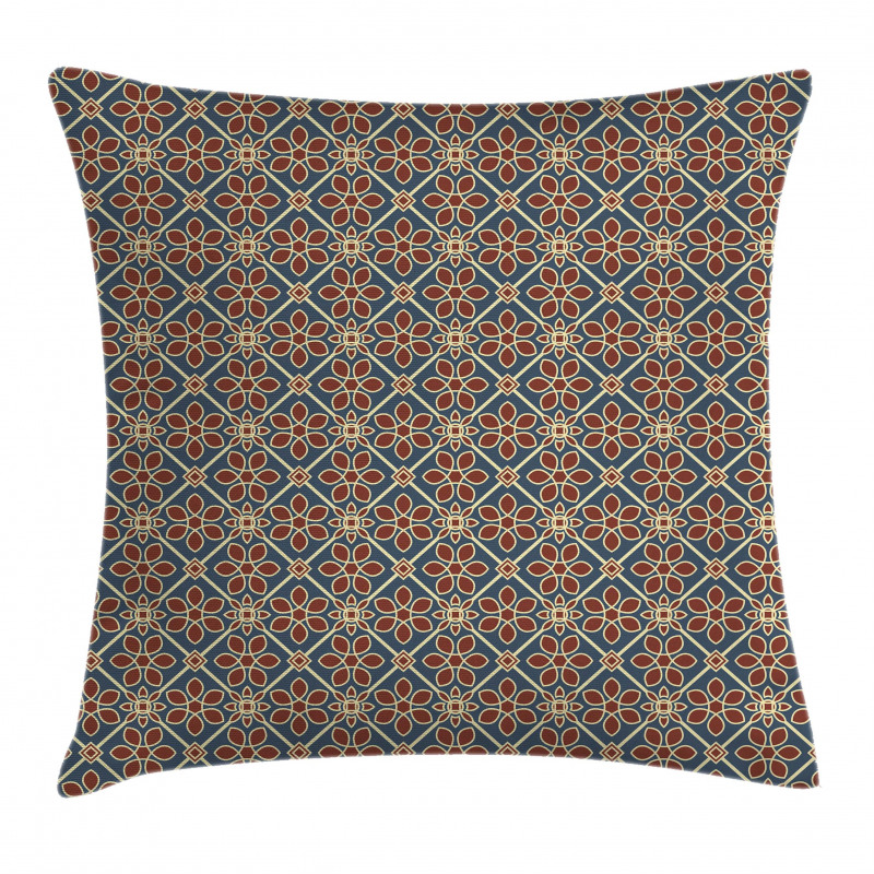 Flora Themed Squares Pillow Cover