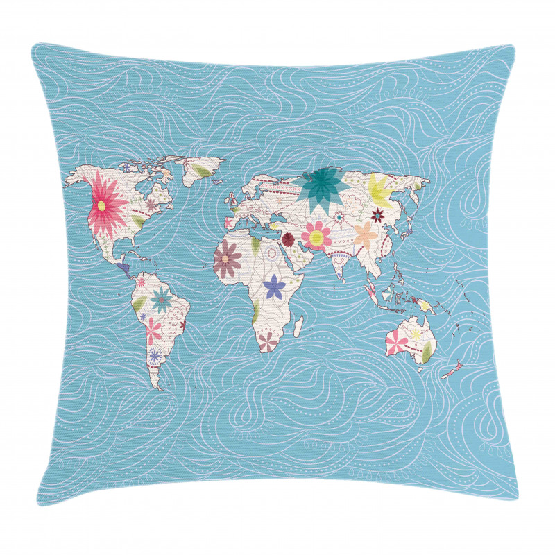 World Continents Pillow Cover