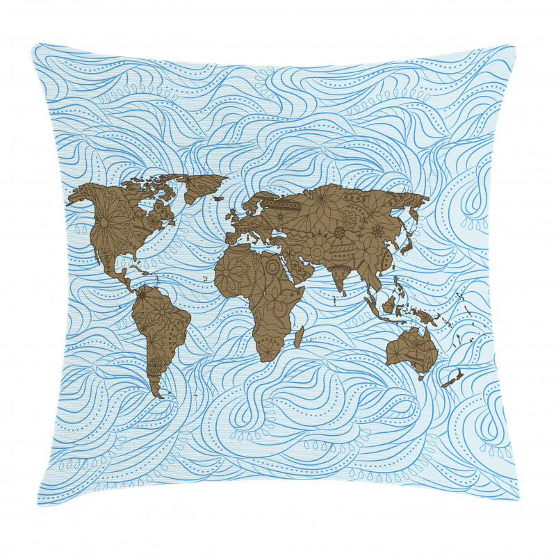 Map with Waves Pillow Cover