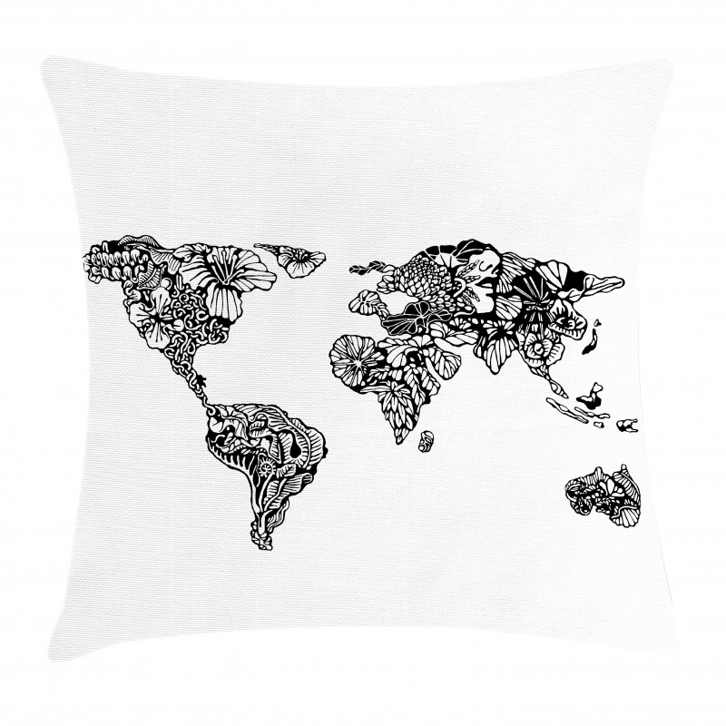 World Map Charm Pillow Cover
