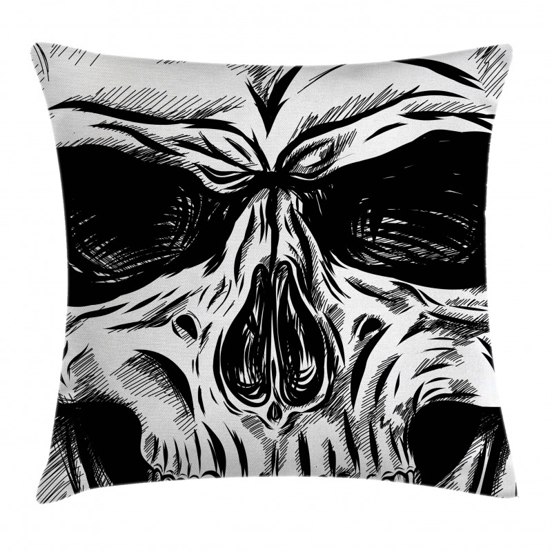 Gothic Sketch Evil Face Pillow Cover
