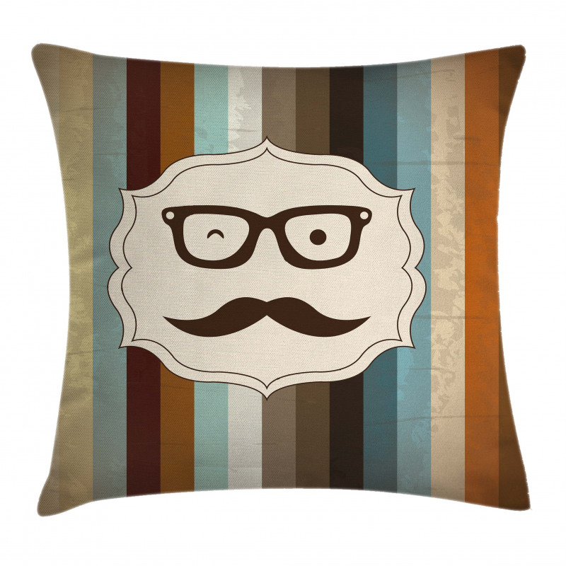 Man Moustache Glasses Pillow Cover