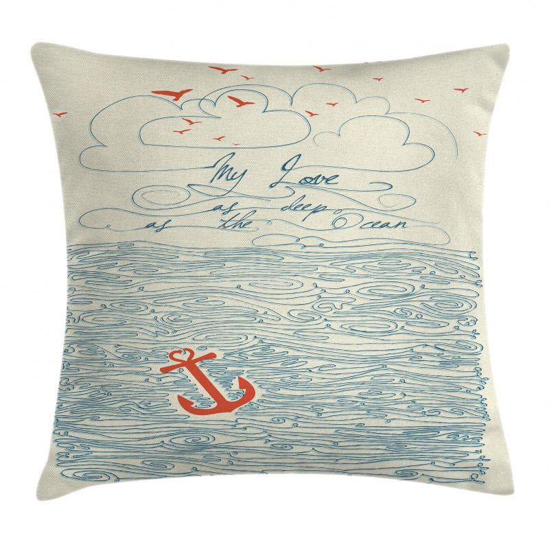 Birds and Waves Message Pillow Cover