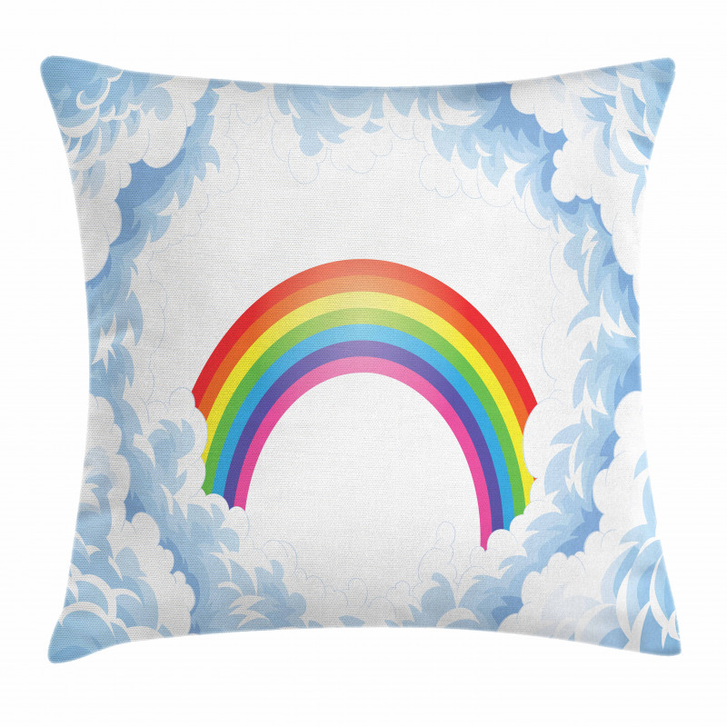 Rainbow Fluffy Clouds Pillow Cover