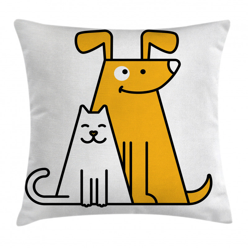 Cats and Dogs Friends Pillow Cover