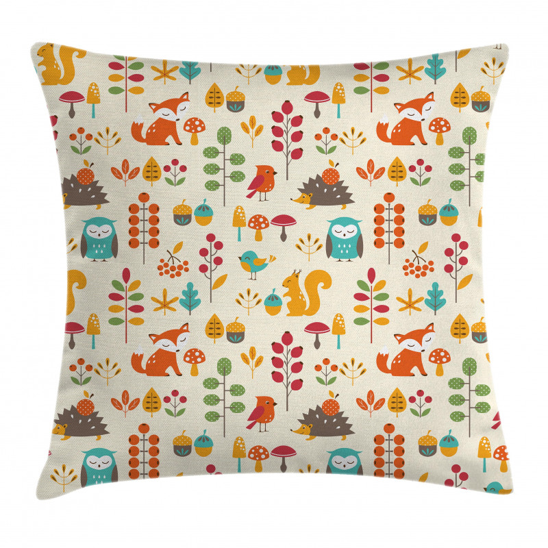 Owl Fox Squirrel Birds Pillow Cover