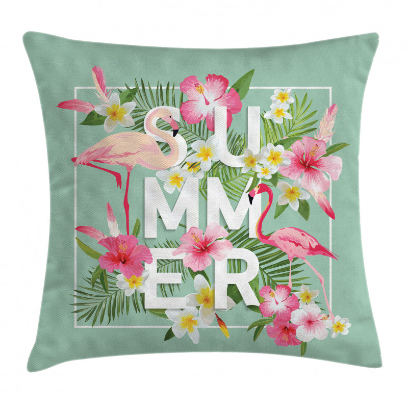 Tropical Retro Flowers Pillow Cover