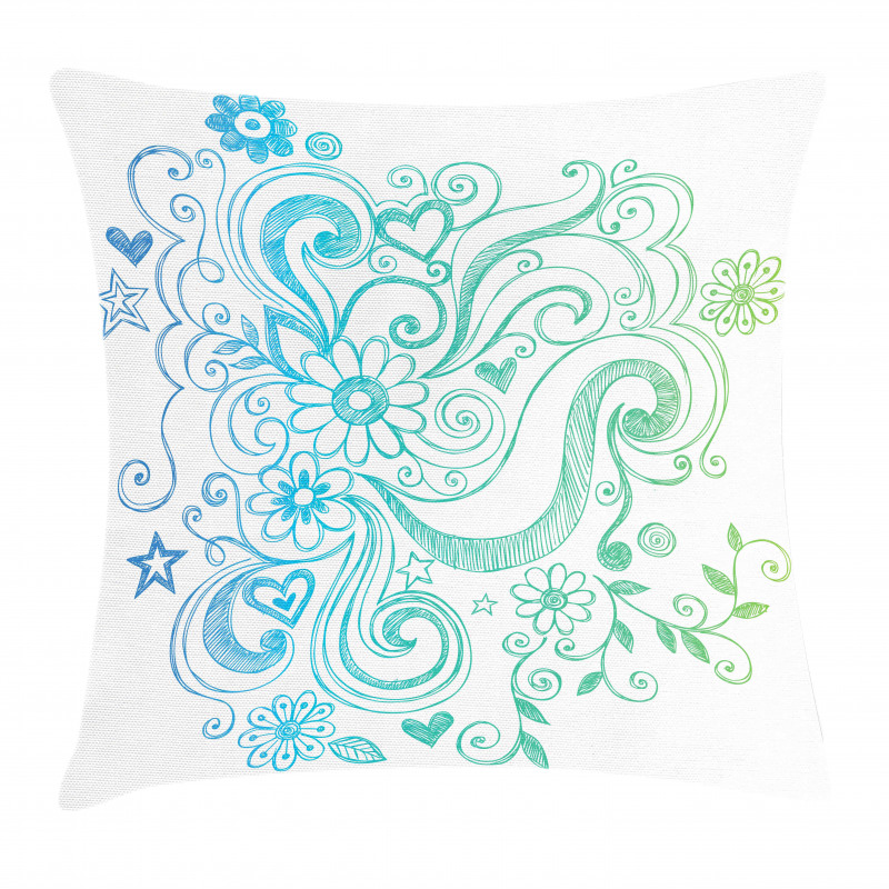 Ombre Sketchy Floral Pillow Cover