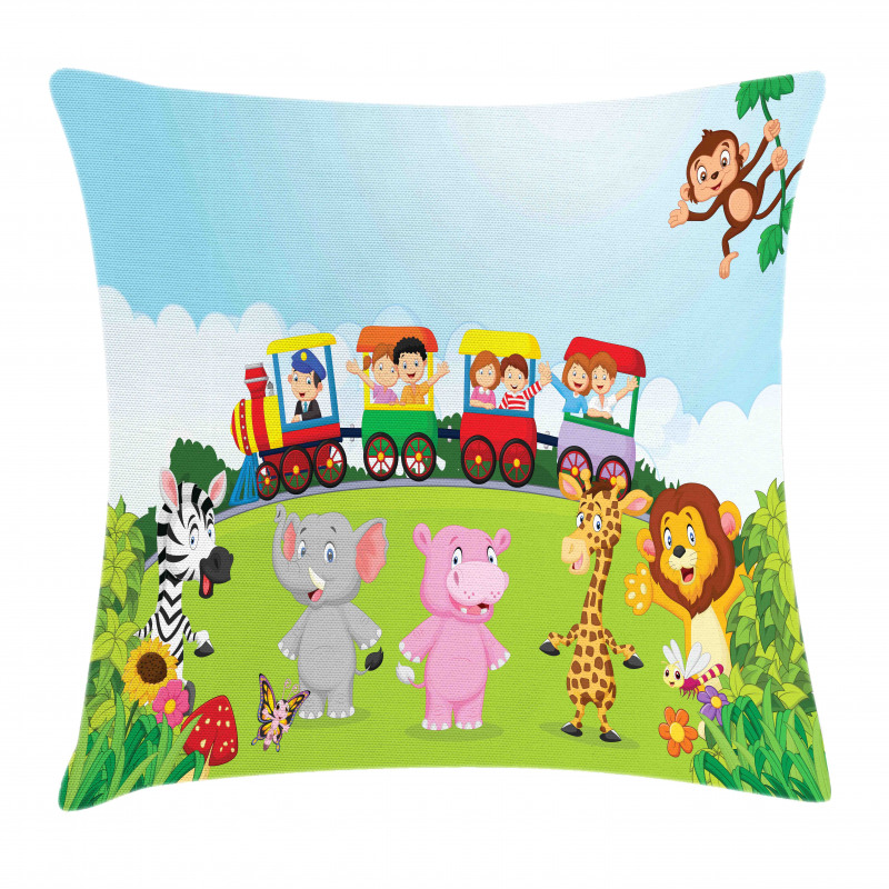 Happy Children Safari Pillow Cover
