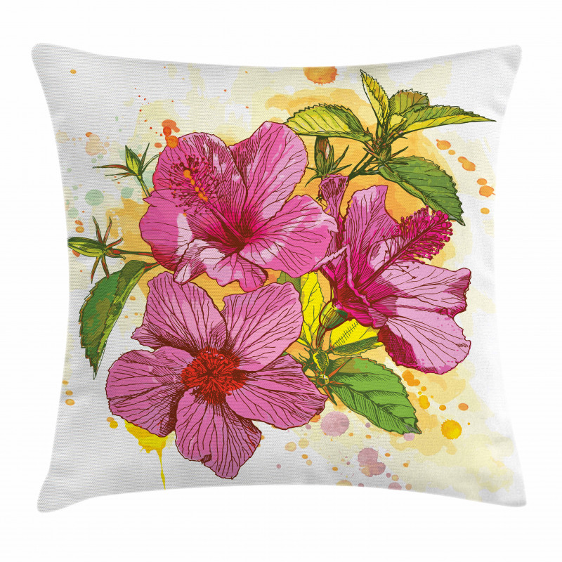 Vibrant Hibiscus Flower Pillow Cover