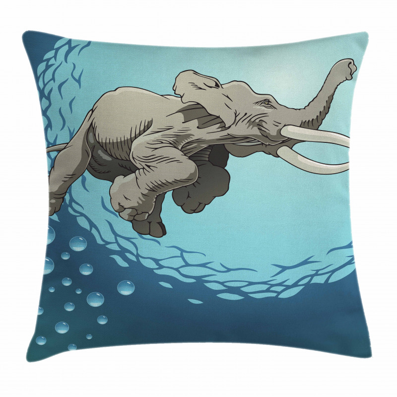 Elephant in Tropic Ocean Pillow Cover