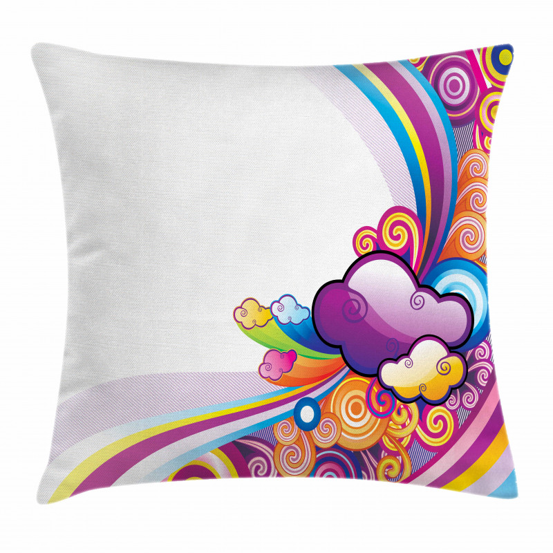 Rainbow Colored Clouds Pillow Cover