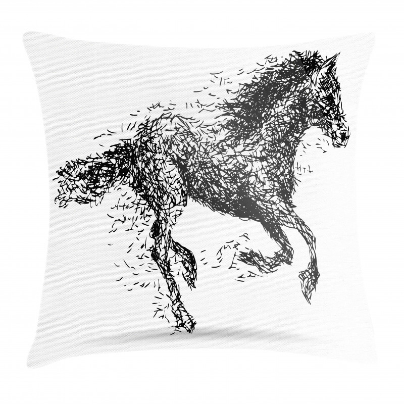 Animal Sketchy Horse Pillow Cover