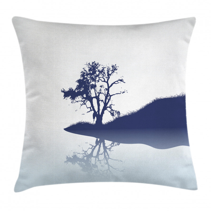 Lonely Tree by Lake Pillow Cover