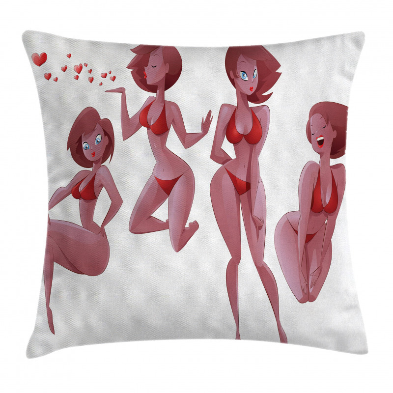 Woman in Swimwear Graphic Pillow Cover