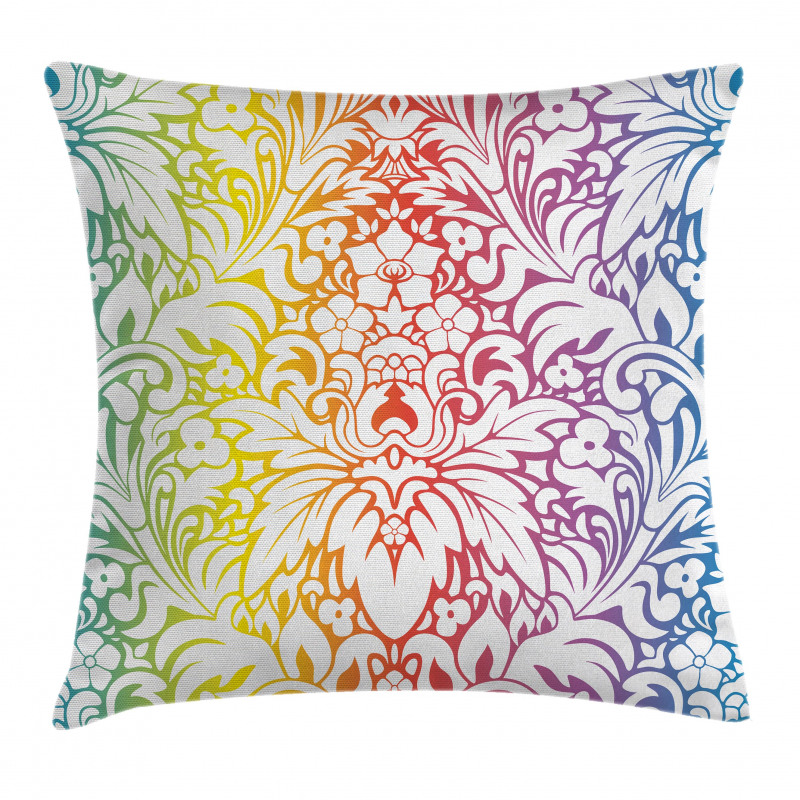 Colorful Damask Flowers Pillow Cover