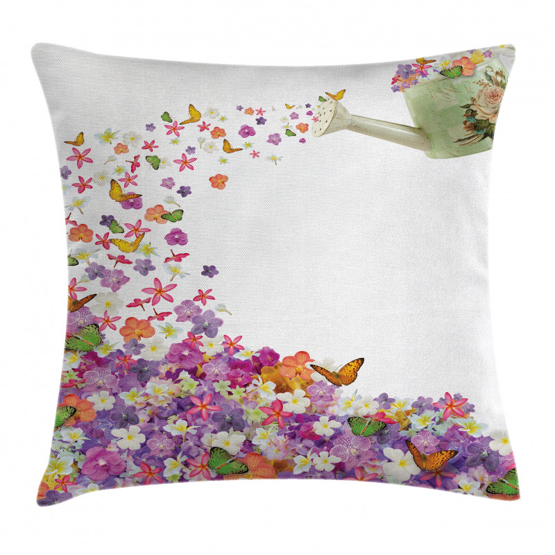 Flowers Watering Pot Pillow Cover