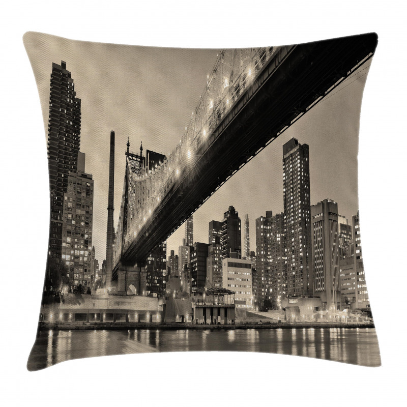 NYC Night Bridge View Pillow Cover