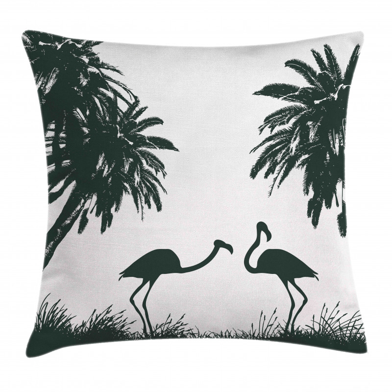 Flamingos and Palm Trees Pillow Cover