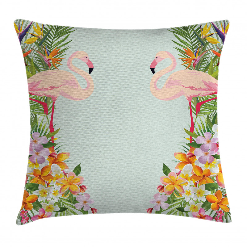 Tropic Flowers Animals Pillow Cover