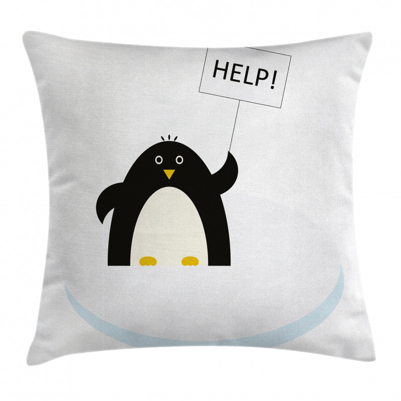 Penguin on Ice Need Help Pillow Cover