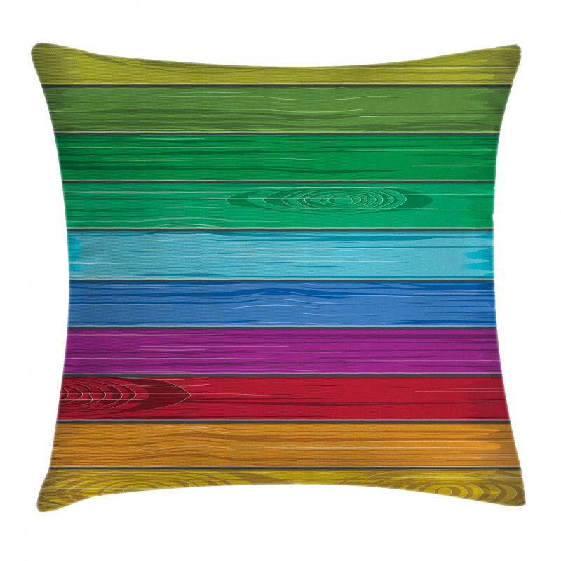 Colorful Wood Stripes Pillow Cover