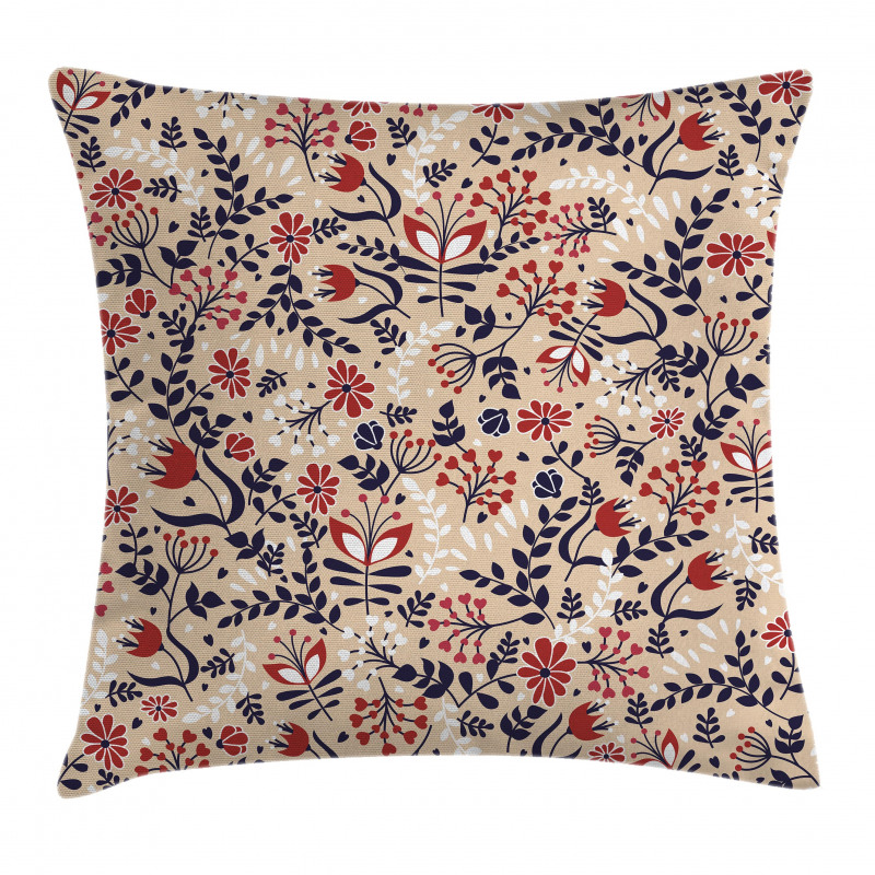 Abstract Blossoms Leaves Pillow Cover