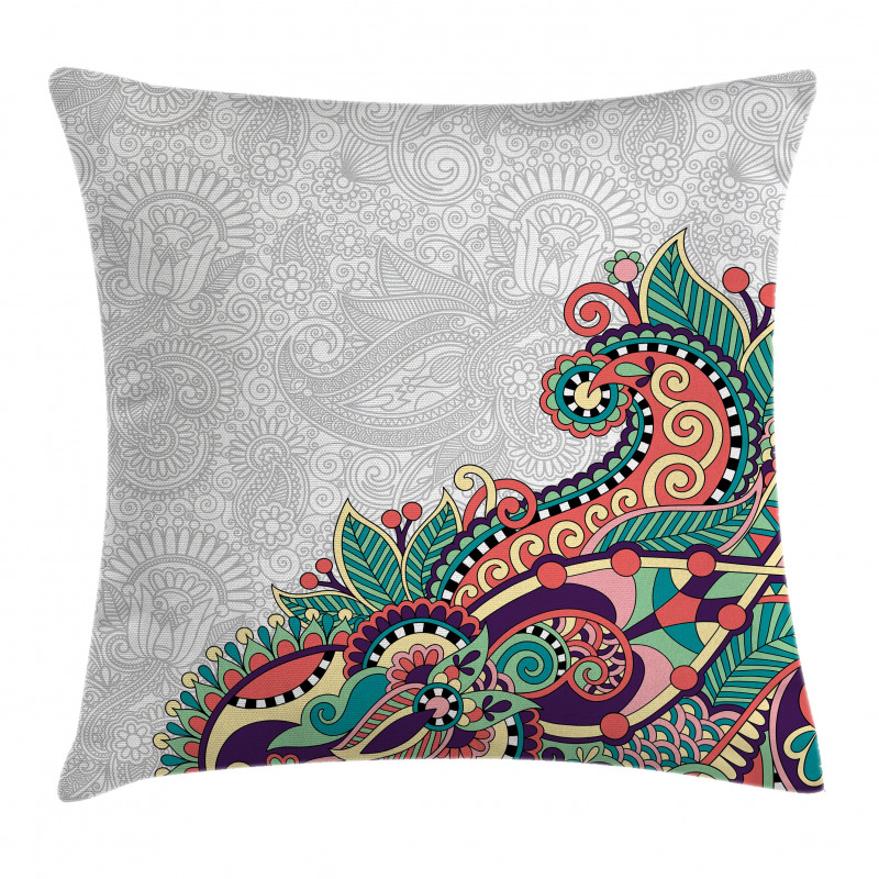 Floral Tribal Paisley Pillow Cover