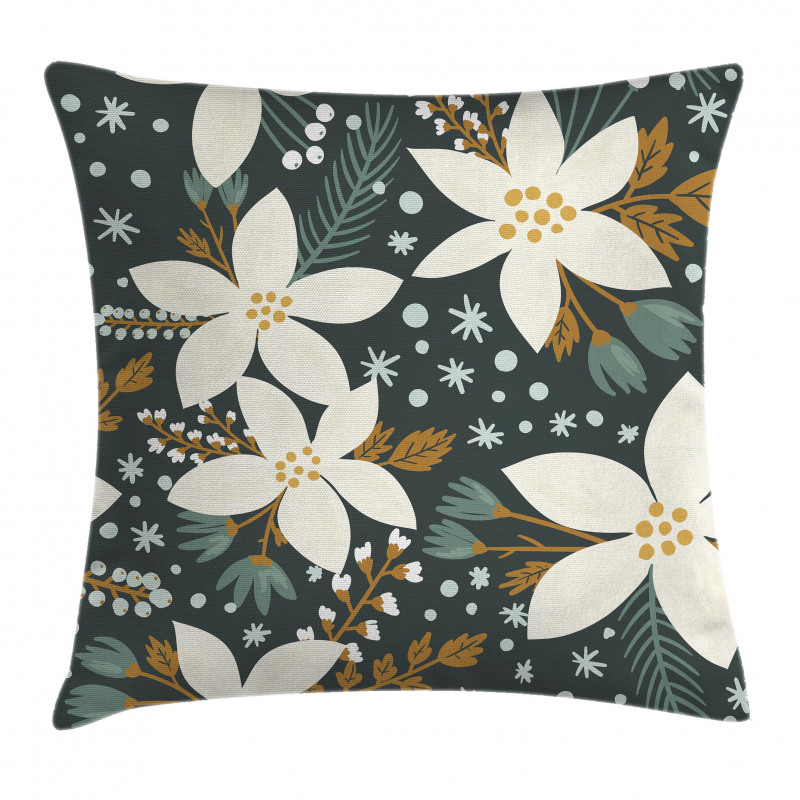 Poinsettia Blossoms Art Pillow Cover
