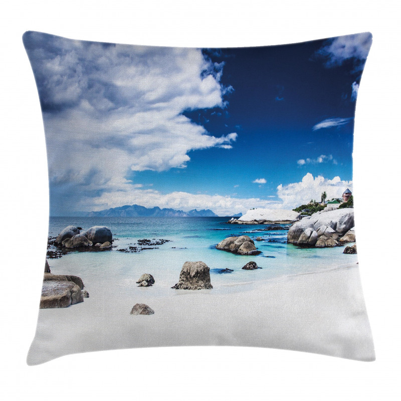 Digital Rocks and Ocean Pillow Cover