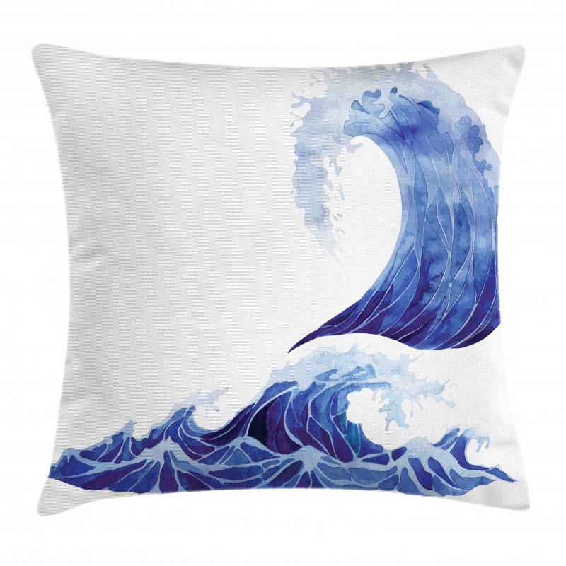 Aquatic Storm Blue Waves Pillow Cover