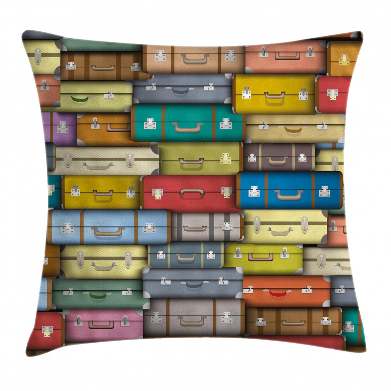 Colored Travel Suitcase Pillow Cover