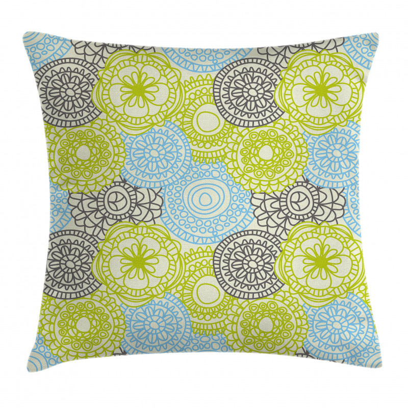 Pastel Folk Style Flower Pillow Cover