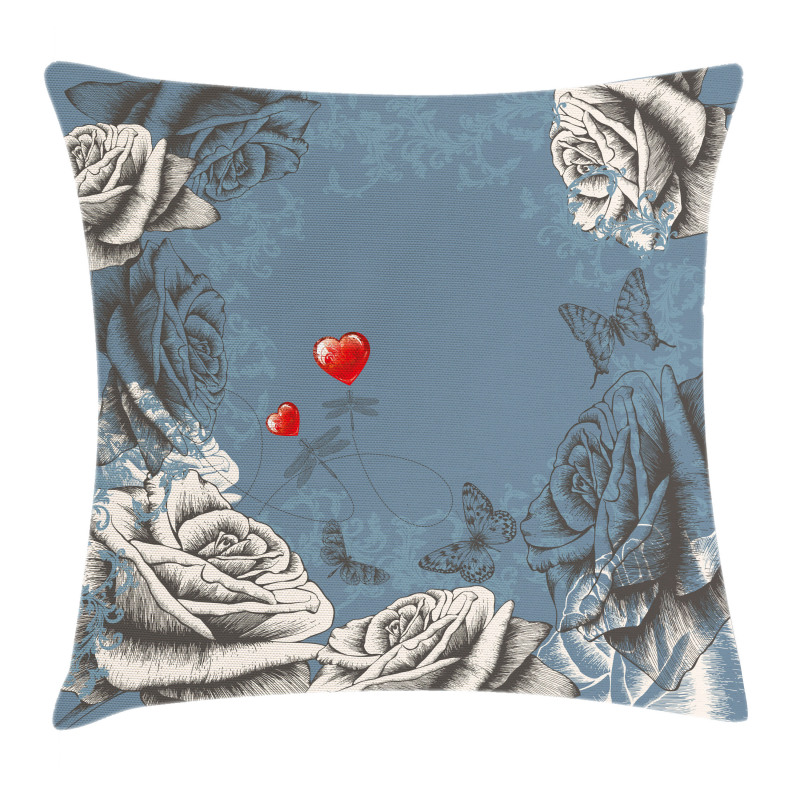 Grunge Rose Petal Heart Pillow Cover