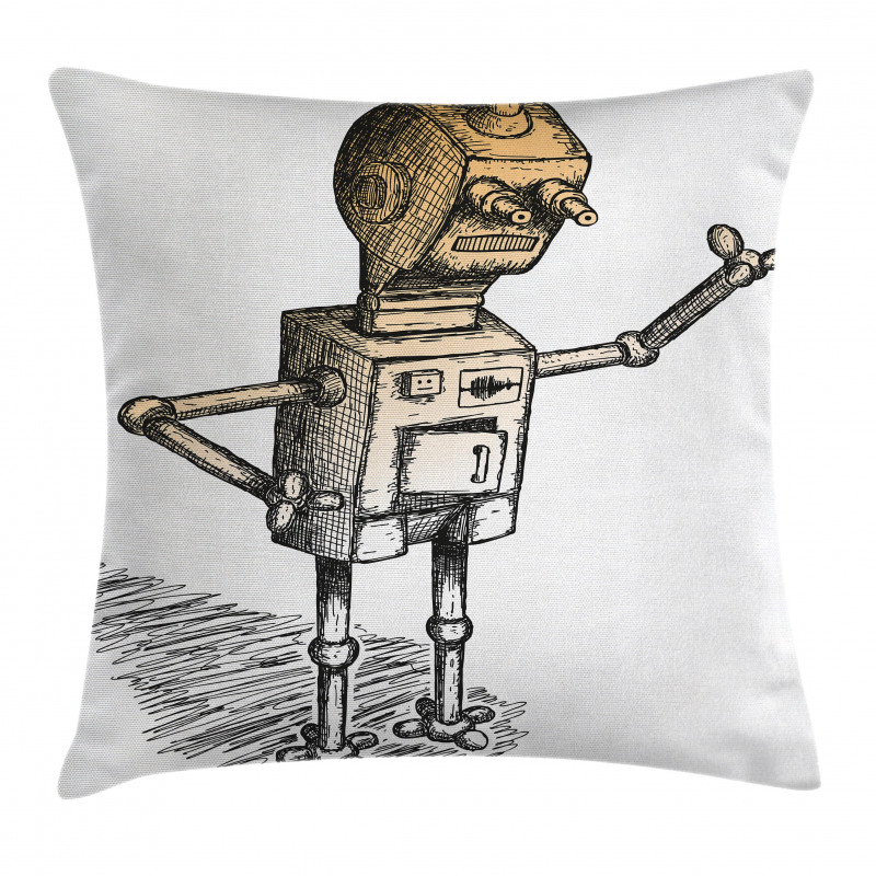 Sketchy Futuristic Robot Pillow Cover