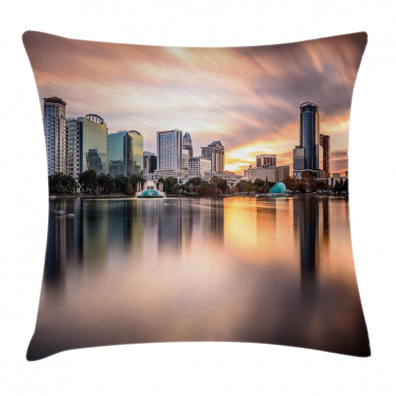 Downtown City Skyline Pillow Cover