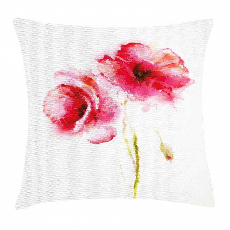 Garden Poppy Floral Pillow Cover