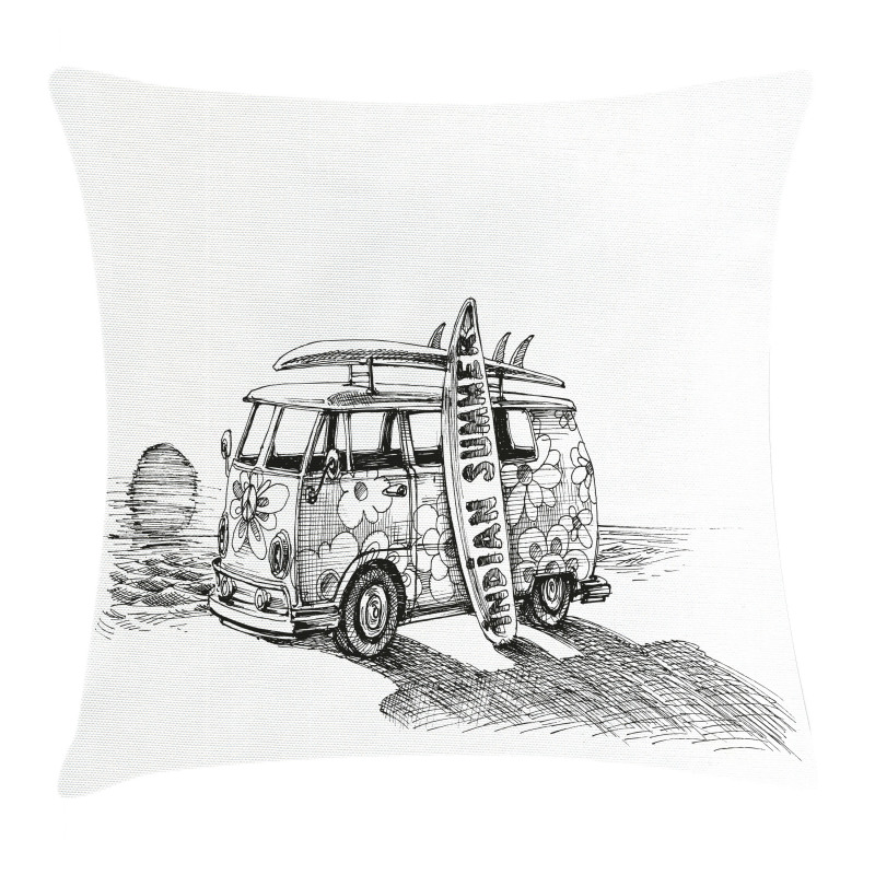 Summer Surfing Beach Pillow Cover