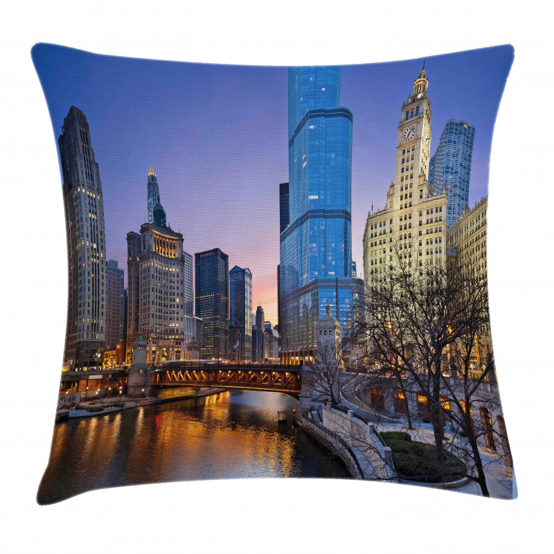 Chicago River Scenery Pillow Cover