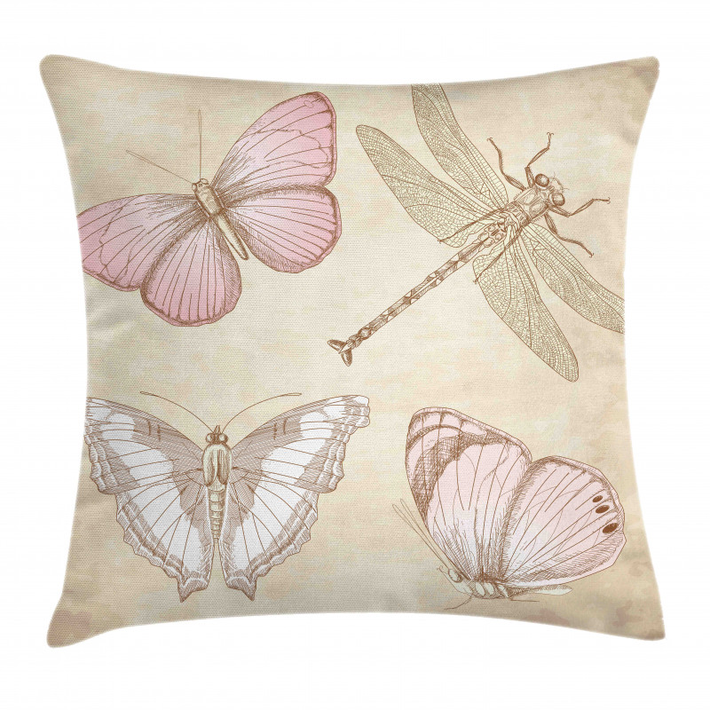 Retro Butterflies Bugs Pillow Cover
