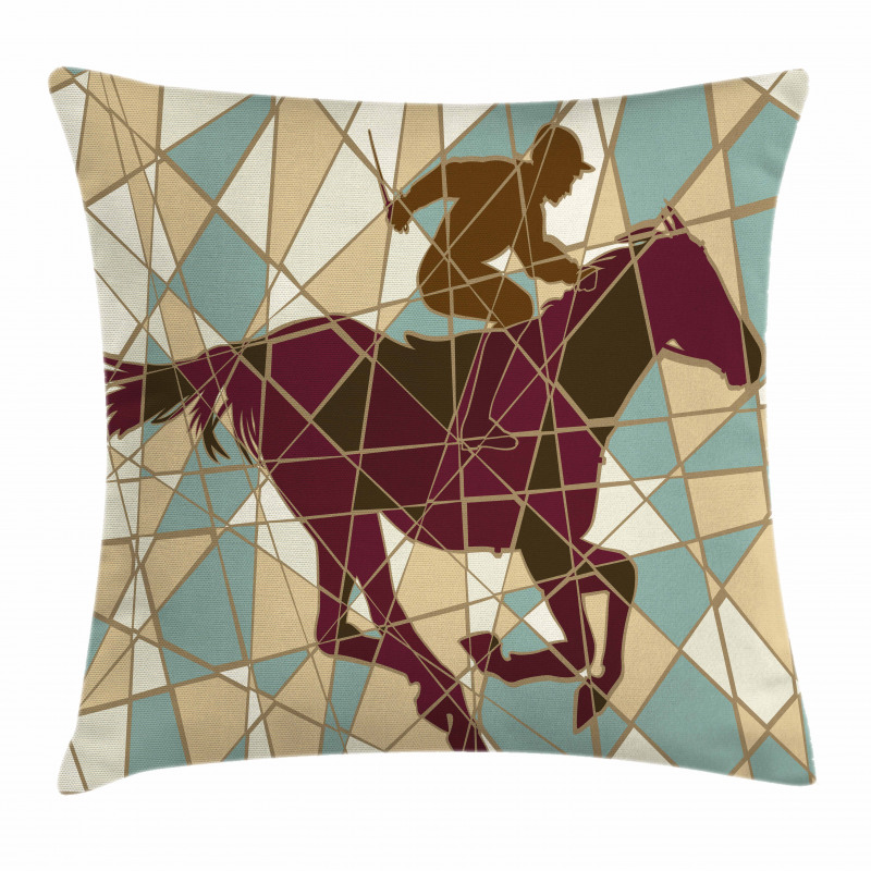 Stable Jockey Silhouette Pillow Cover