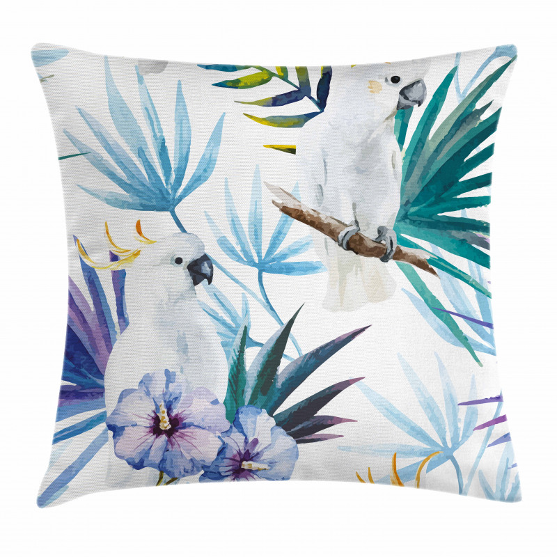 Watercolor Parrot Palm Pillow Cover
