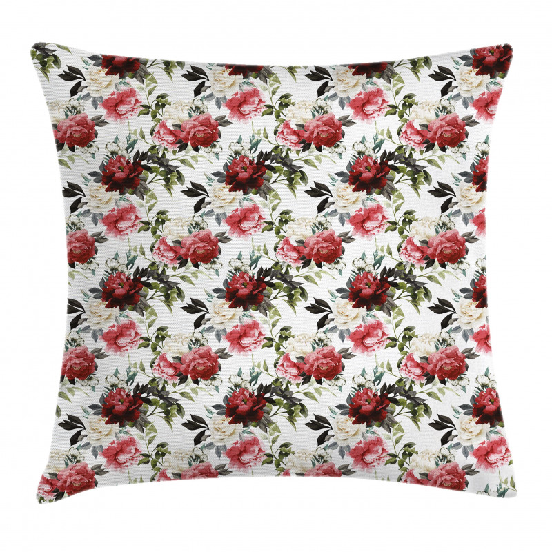 Watercolor Pink Roses Pillow Cover
