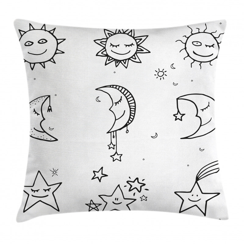 Sketchy Image Sun Pillow Cover