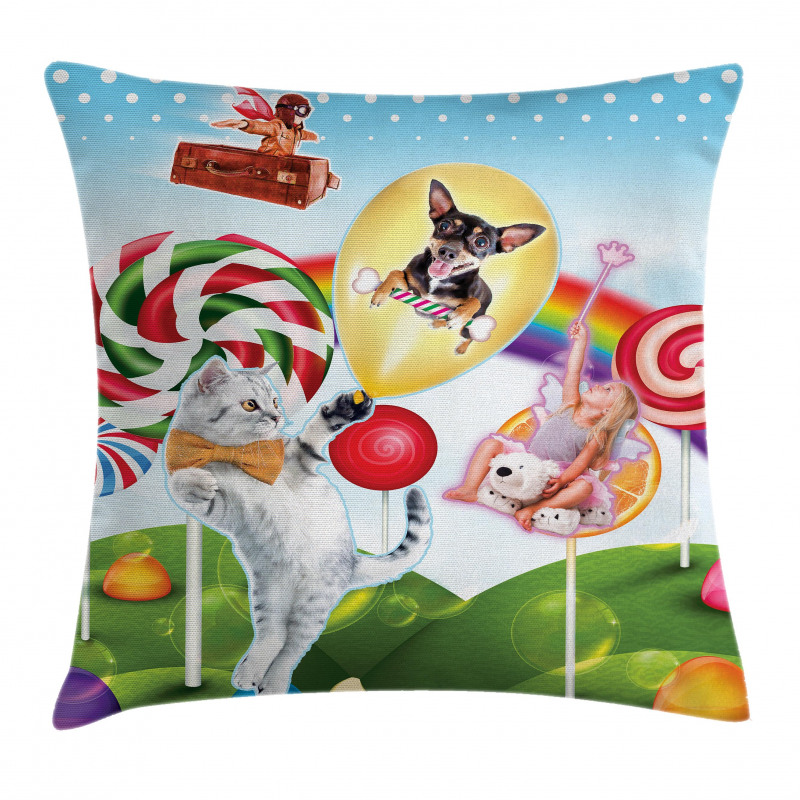 Rainbow Candies Animals Pillow Cover