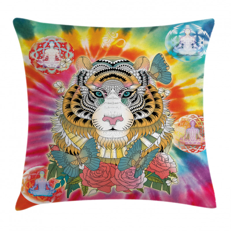 Tiger Head Ornate Theme Pillow Cover