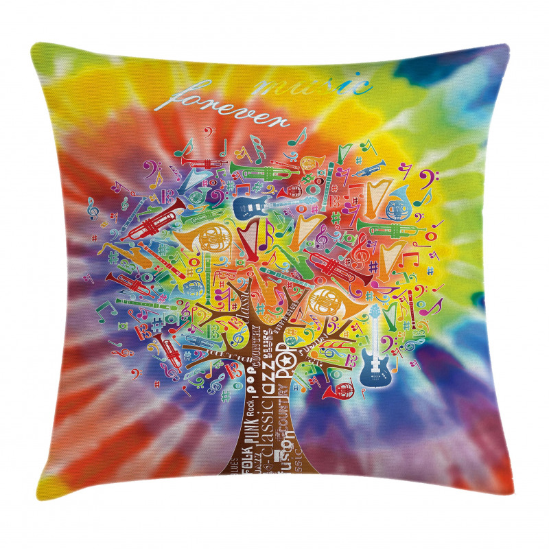 Music Tree Instruments Pillow Cover
