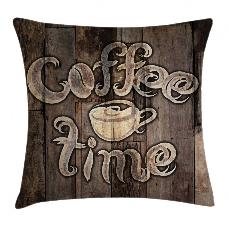 Coffee Time Grunge Back Pillow Cover