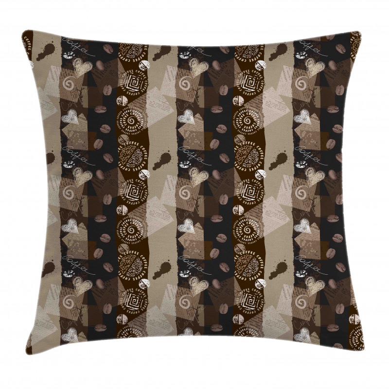 Coffee Typo Hearts Beans Pillow Cover